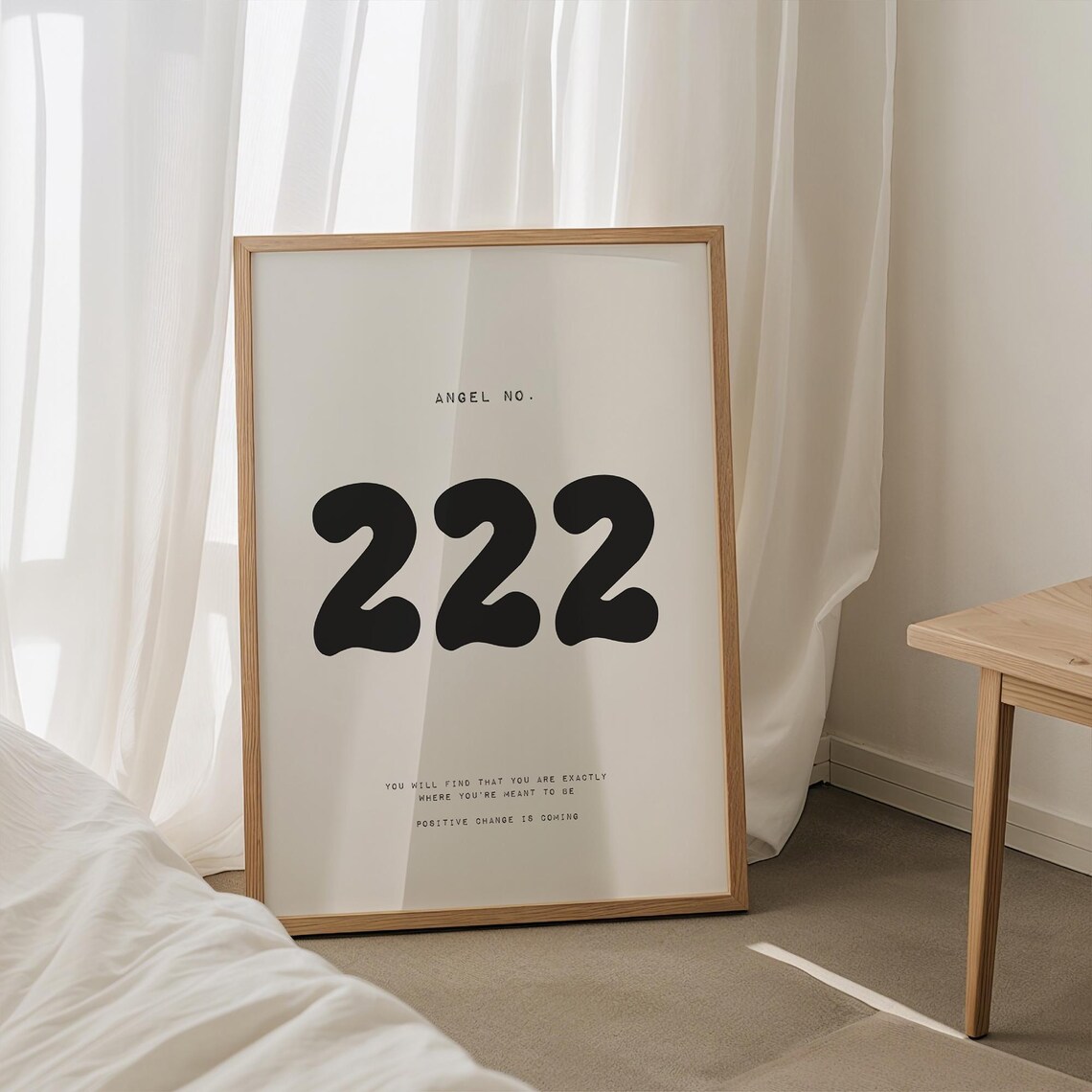 Angel Number 222 Minimalist Spiritual Numerology Quote Poster