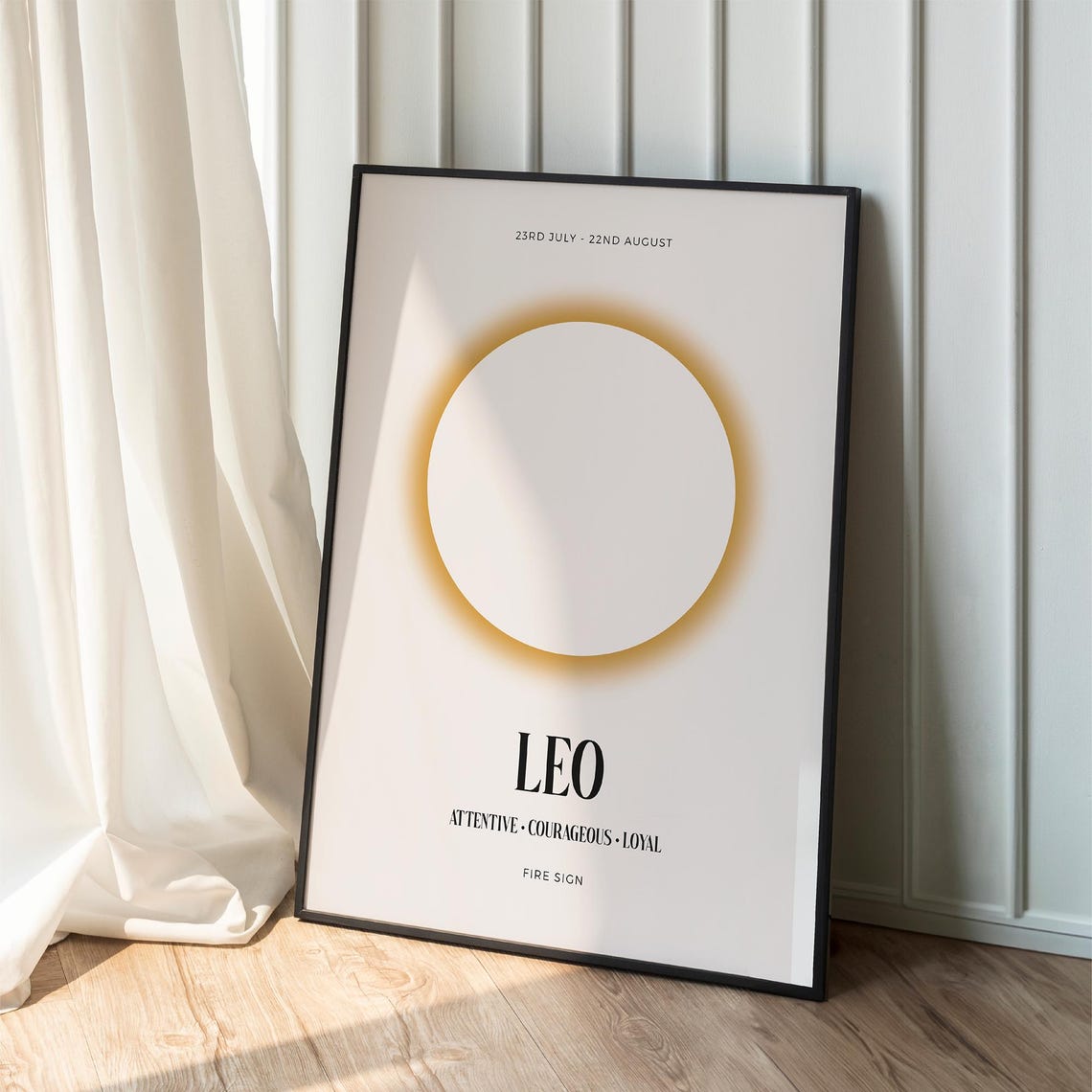 Leo Zodiac Sun Halo Attentive Courageous Loyal Fire Sign Print