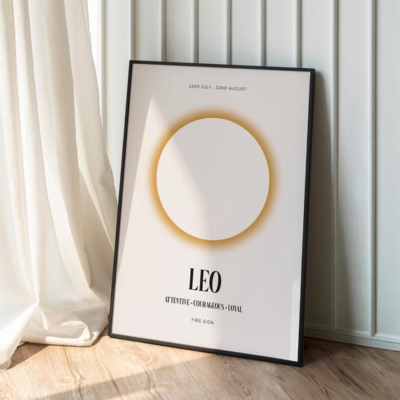 Leo Zodiac Print Retro Astrology Star Sign