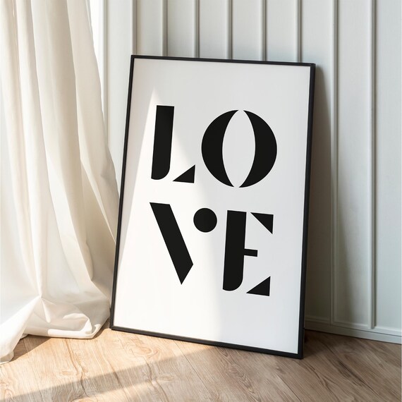 Love Print Minimalist Bold Typography Romantic Wall Art