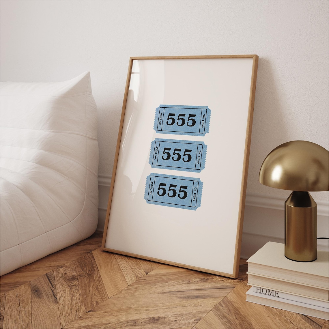 555 Angel Number Blue Vintage Ticket Affirmation Manifestation Poster