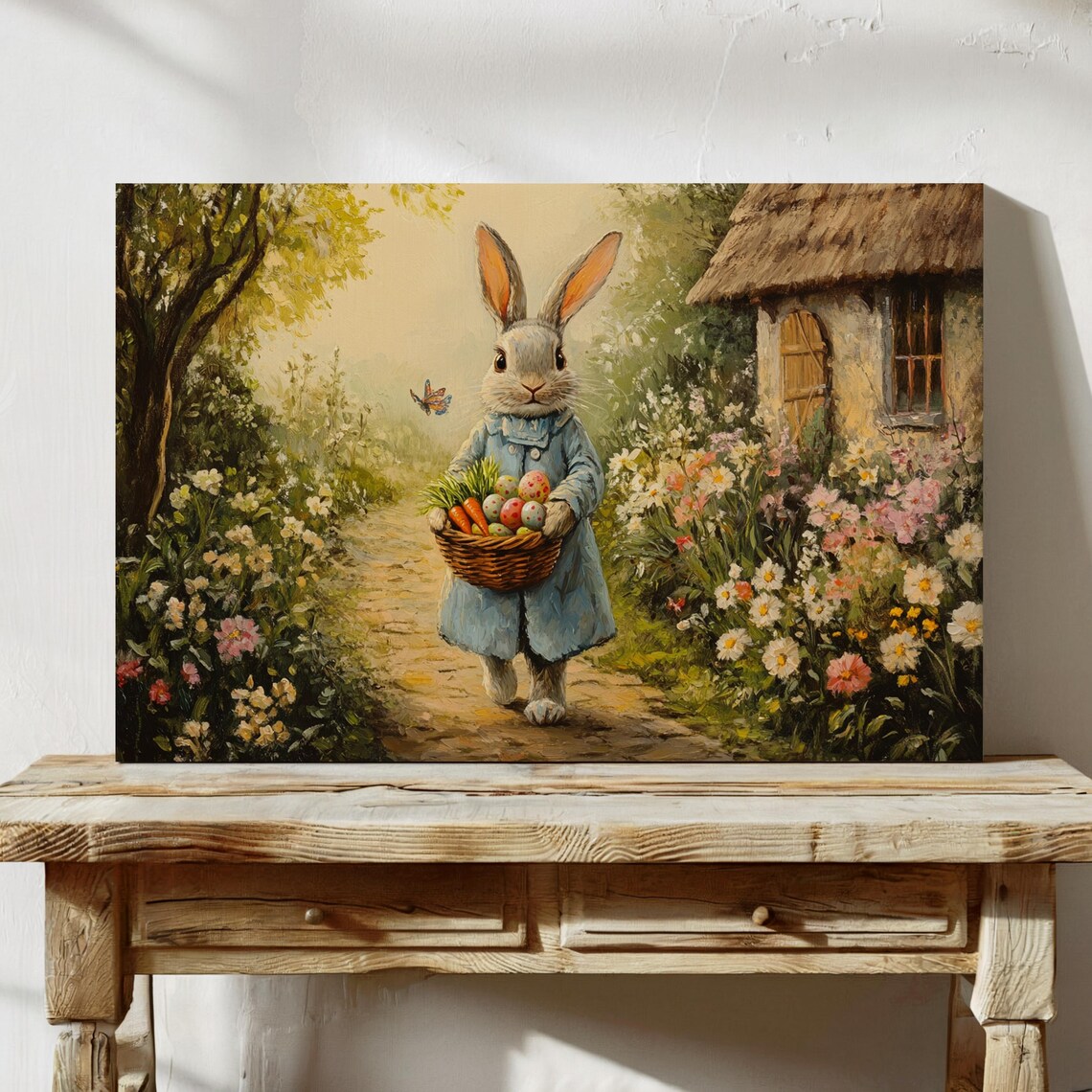 Easter Bunny With Basket Of Eggs, Cottagecore Spring - Image 5