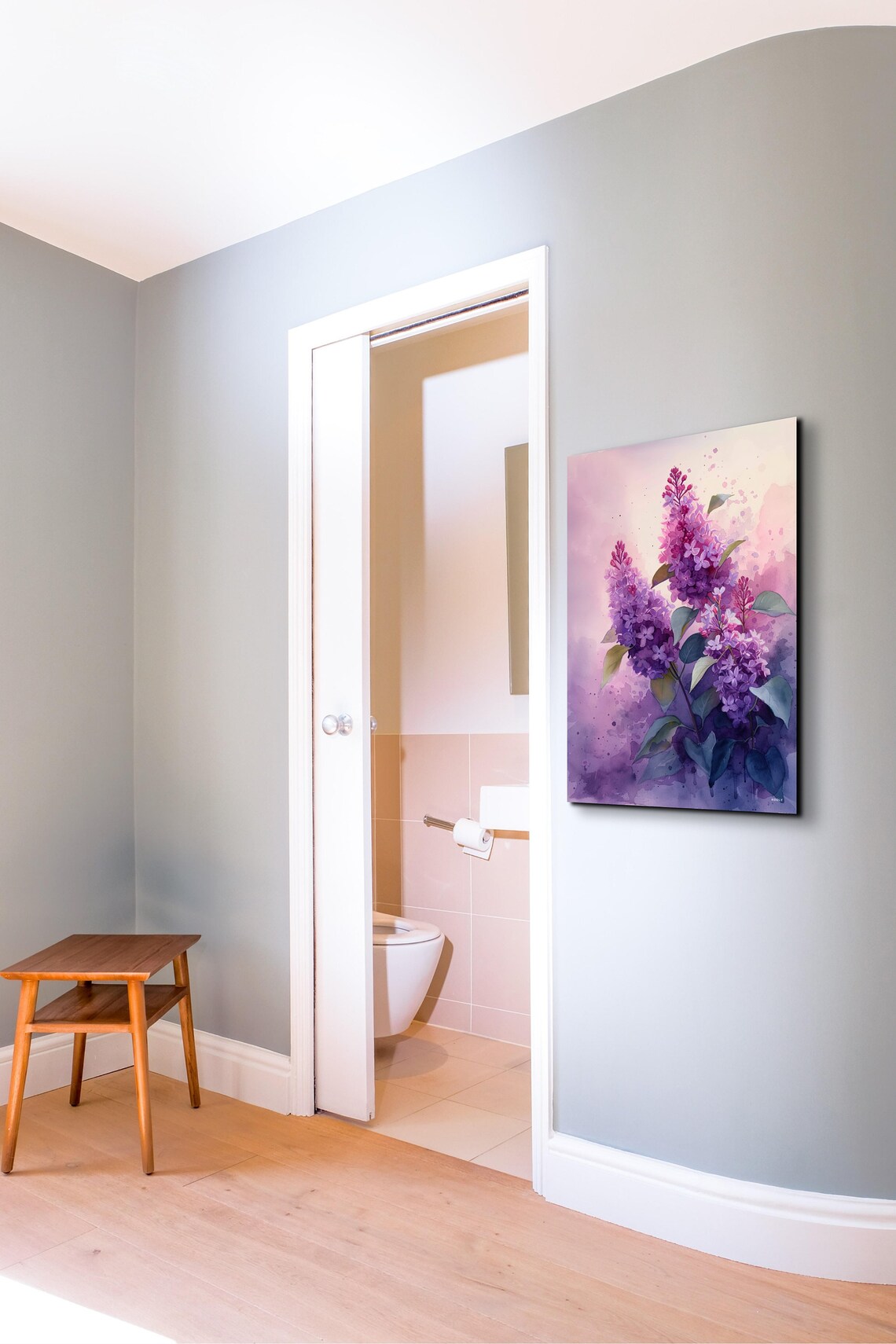 Dreamy Pink Lilac Branch Watercolor Spring Blossom Floral Poster - Image 4