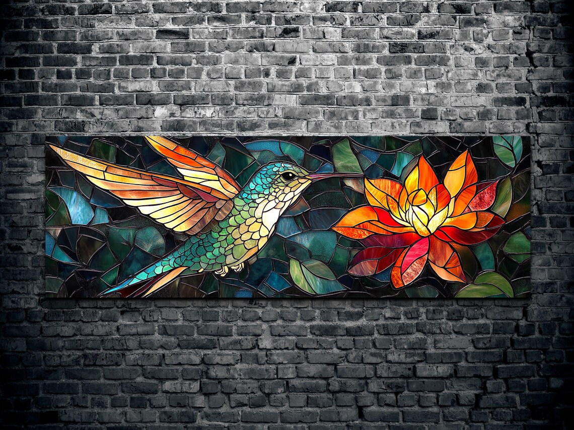 Stained Glass Hummingbird Art Print - Image 2