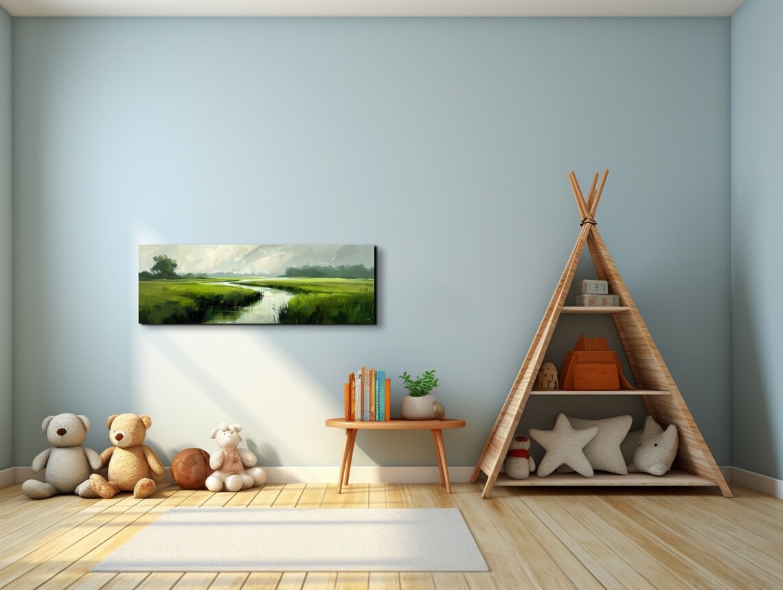 Panoramic River Landscape, Nature Landscape Art Print - Image 3