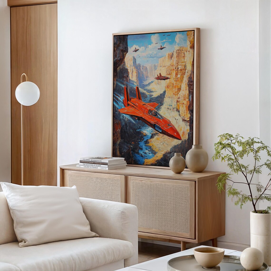 Futuristic Fighter Jet In Canyon, Sci-Fi Room Decor - Image 7