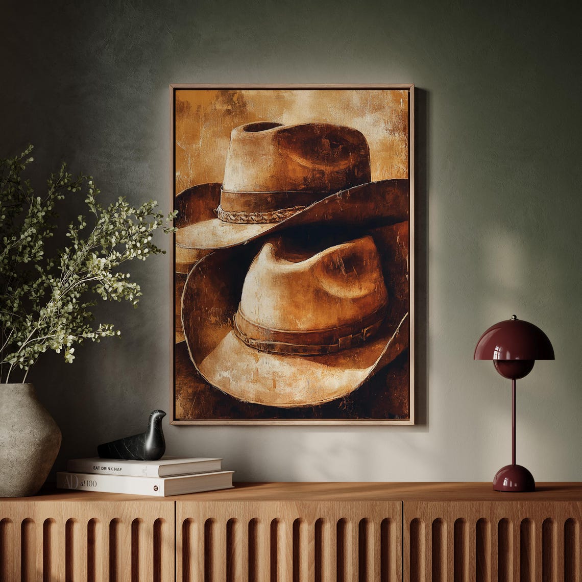 Vintage Cowboy Hats Art Rustic Western Decor Antique Hat Collection Print Southwestern Wall Art - Image 4