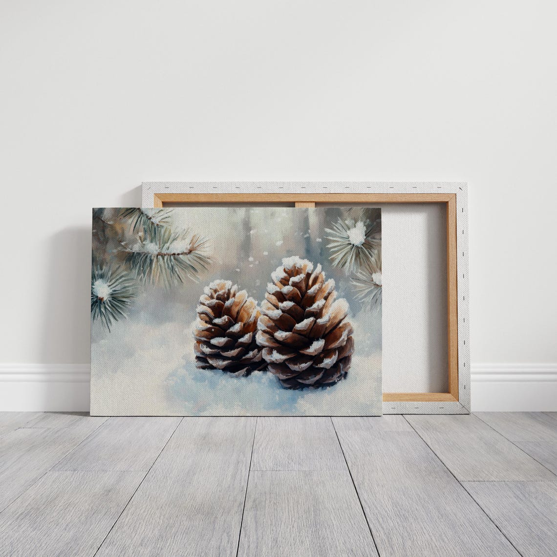 Snow Dusted Pine Cone Watercolor Winter Holiday Decor Wall Poster - Image 7