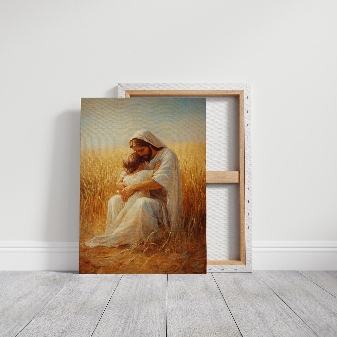 Jesus Kneeling to Embrace a Child in a Golden Wheat Field Poster - Image 6