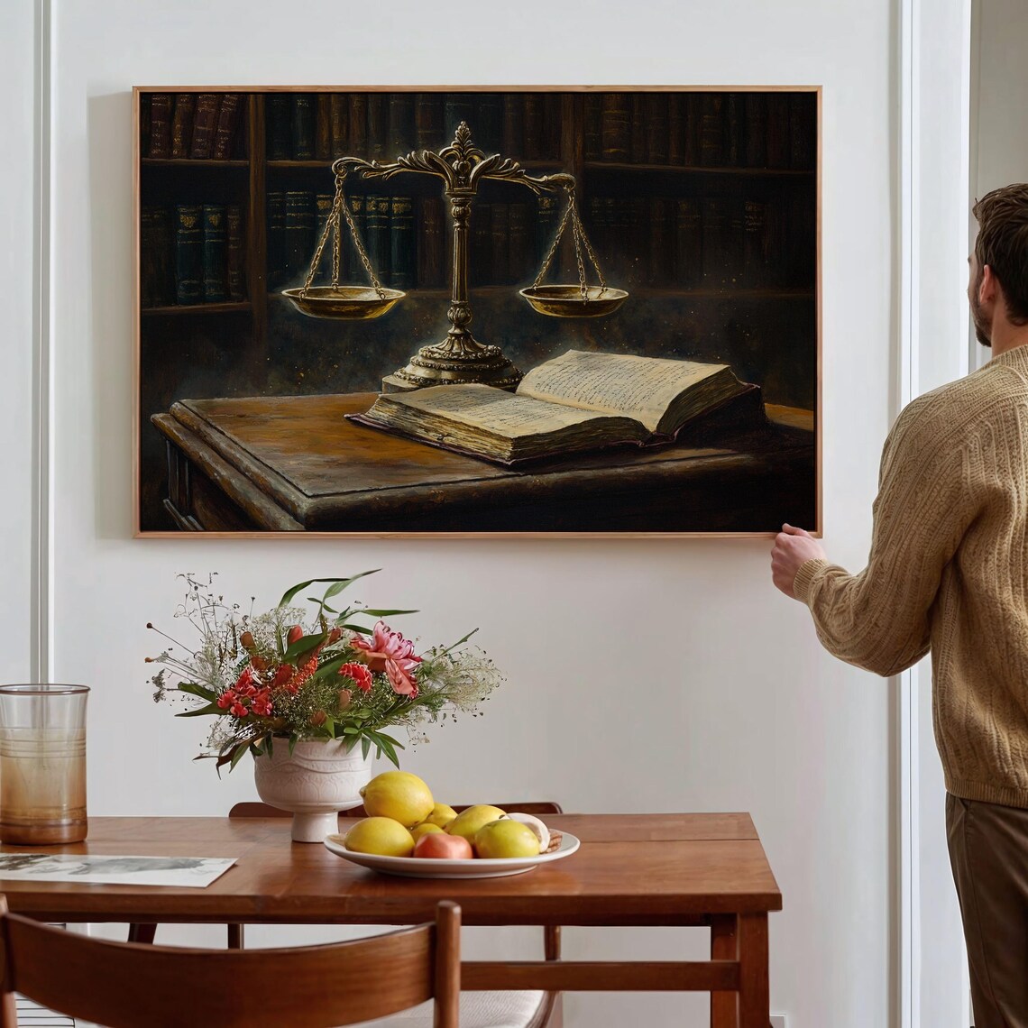 Vintage Justice Scales Law Office Decor Legal Books Art Print - Image 2