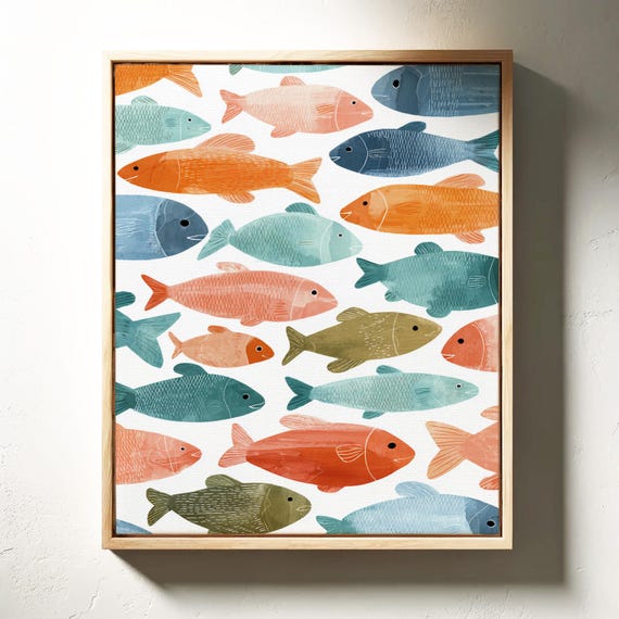Colorful Fish Pattern Nautical Wall Art