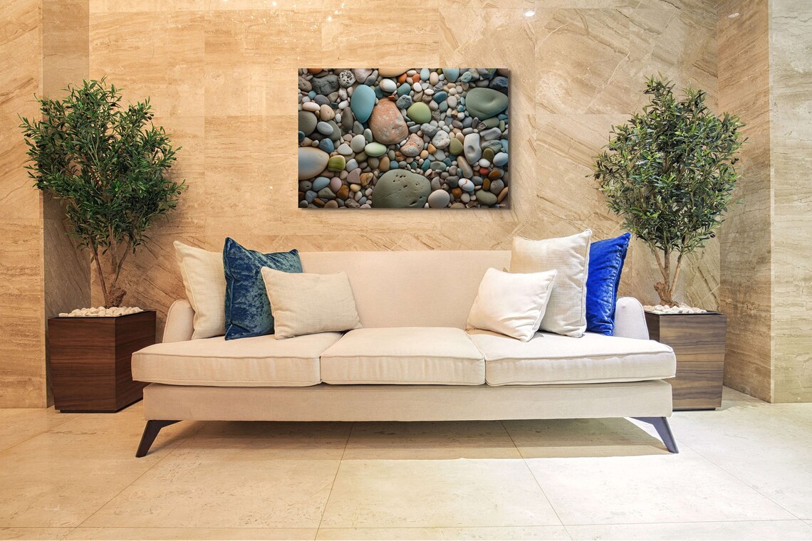 Beach Rocks and Pebbles Art Print, Farmhouse Decor - Image 2