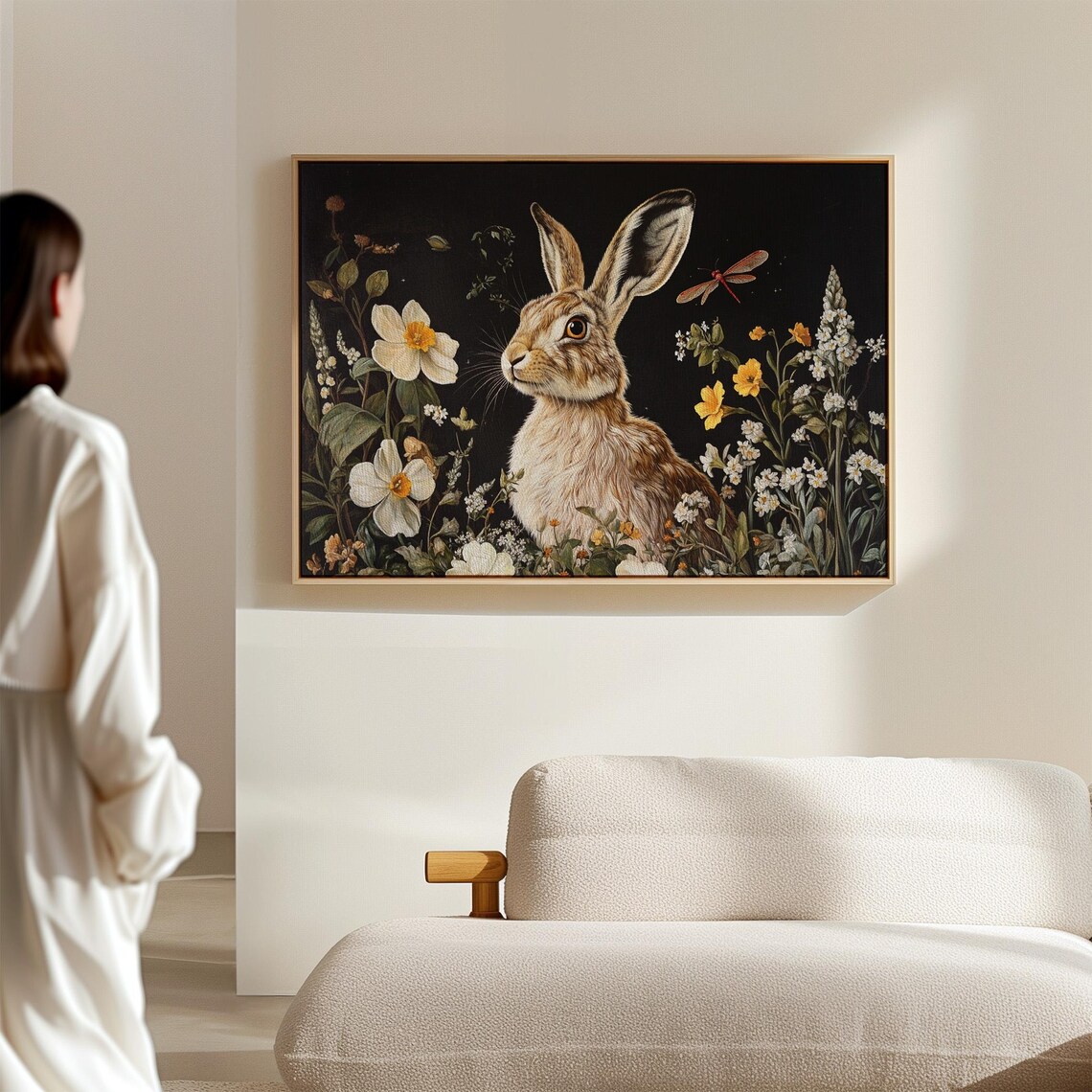 Elegant Rabbit In Wildflower Garden, Botanical Art Print - Image 5