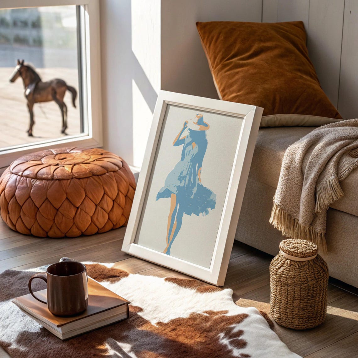 Cowgirl Silhouette Art Print Minimal Western Pop Canvas