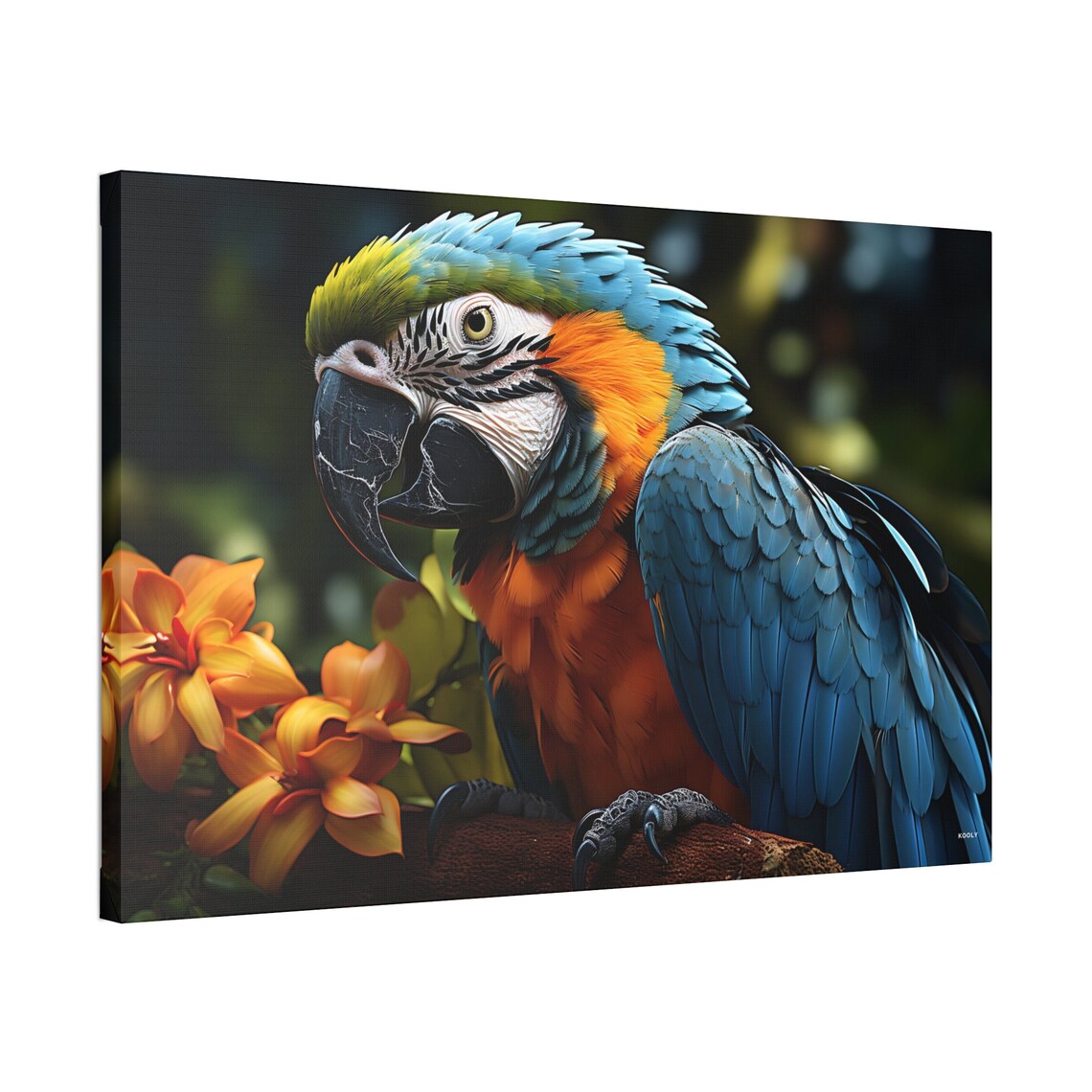 Blue Macaw Parrot Portrait Orange Blossoms Tropical Bird Poster - Image 7