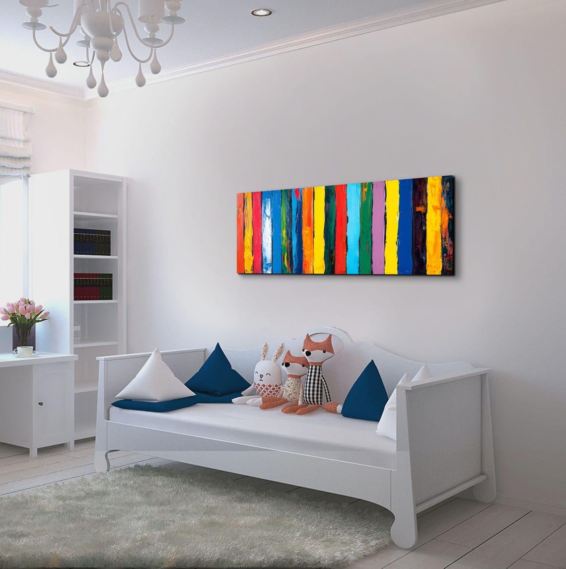 Bold Rainbow Vertical Stripe Abstract Modern Panoramic Wall Poster - Image 5