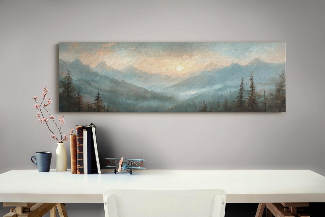 Serene Misty Sunrise Majestic Mountains Foggy Valley Forest Poster - Image 3