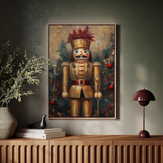 Golden Nutcracker Soldier With Red Feather Plume Christmas Poster