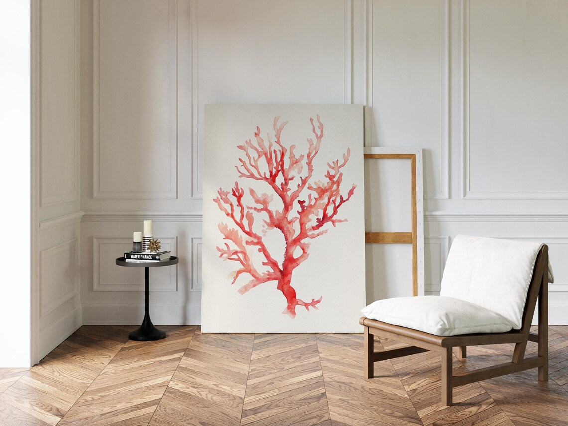 Red Coral Watercolor Abstract Coral Branch Art - Image 4