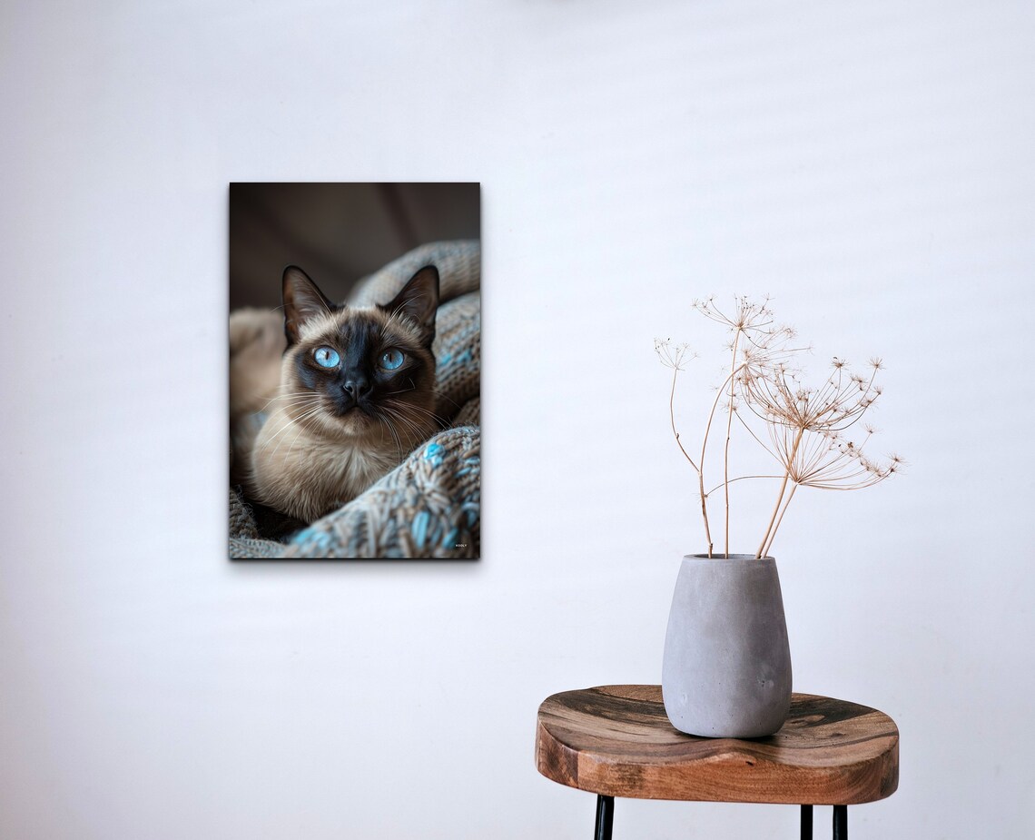 Burmese Cat Portrait, Animal Decor Centerpiece - Image 3