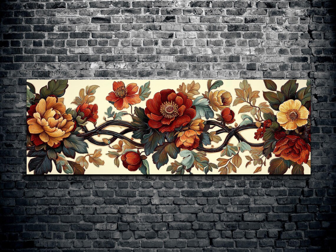 Beautiful Christmas Textile Pattern Flowers Landscape - Image 2