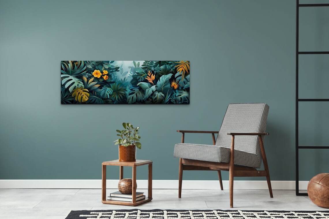Tropic Botanical Floral Scene, Mid-Century Modern - Image 7