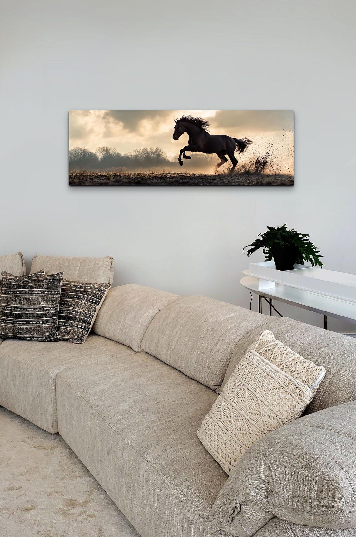 Black Stallion Rearing At Sunset Dusty Field Horse Power Poster - Image 4