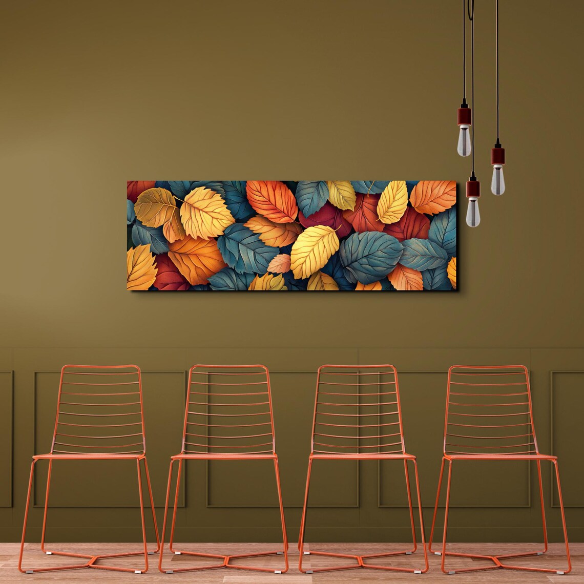Fall Rustic Leaves Landscape, Halloween Decor - Image 5