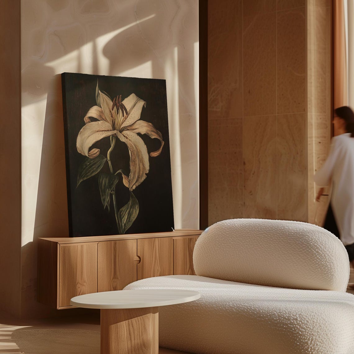 White Lily Vintage Floral Oil Painting - Image 6