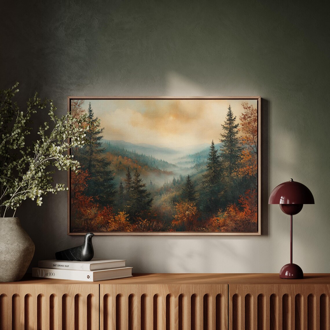 Misty Autumn Mountain Landscape, Art Print - Image 4