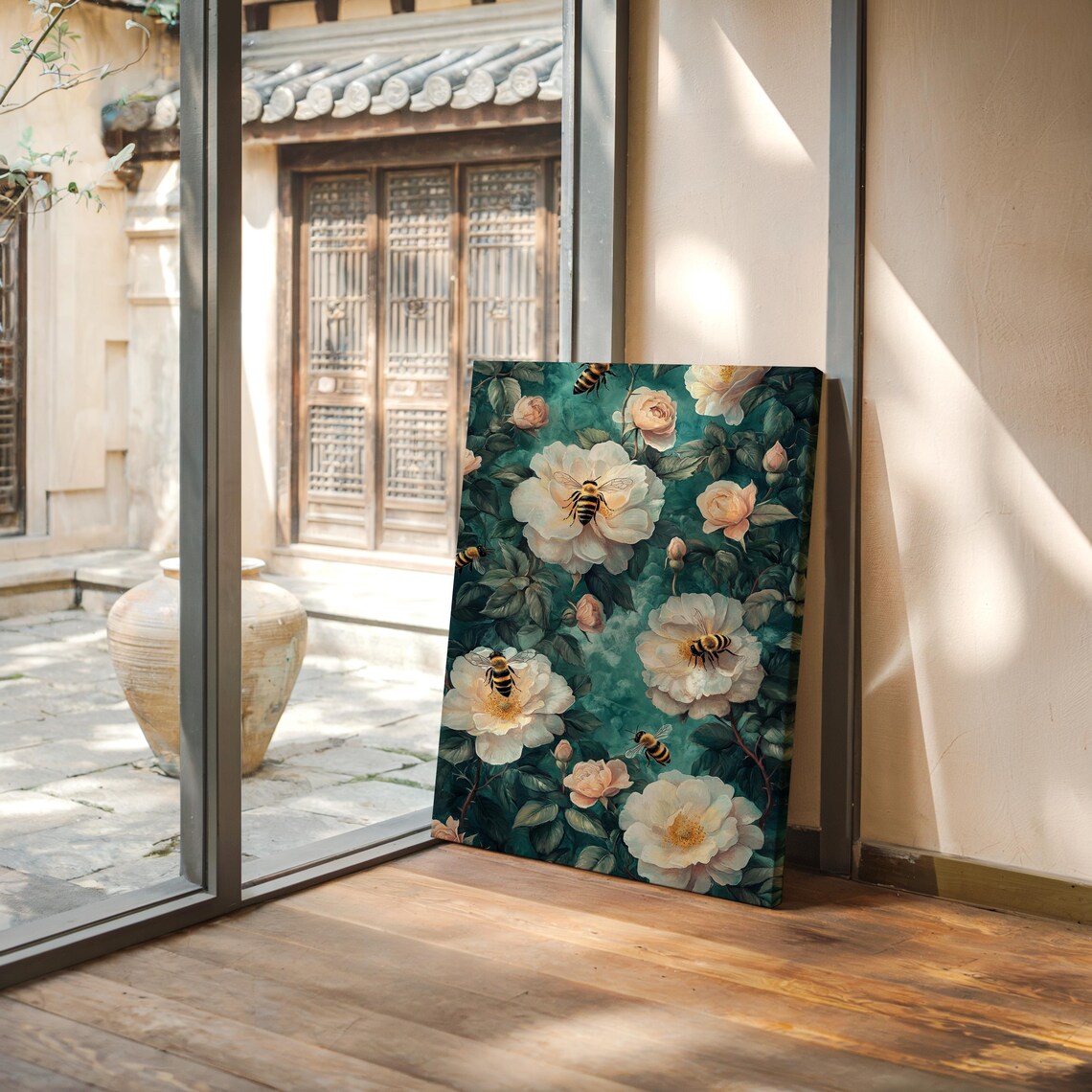 Elegant Bees and Roses Nature Inspired Wall Decor - Image 6