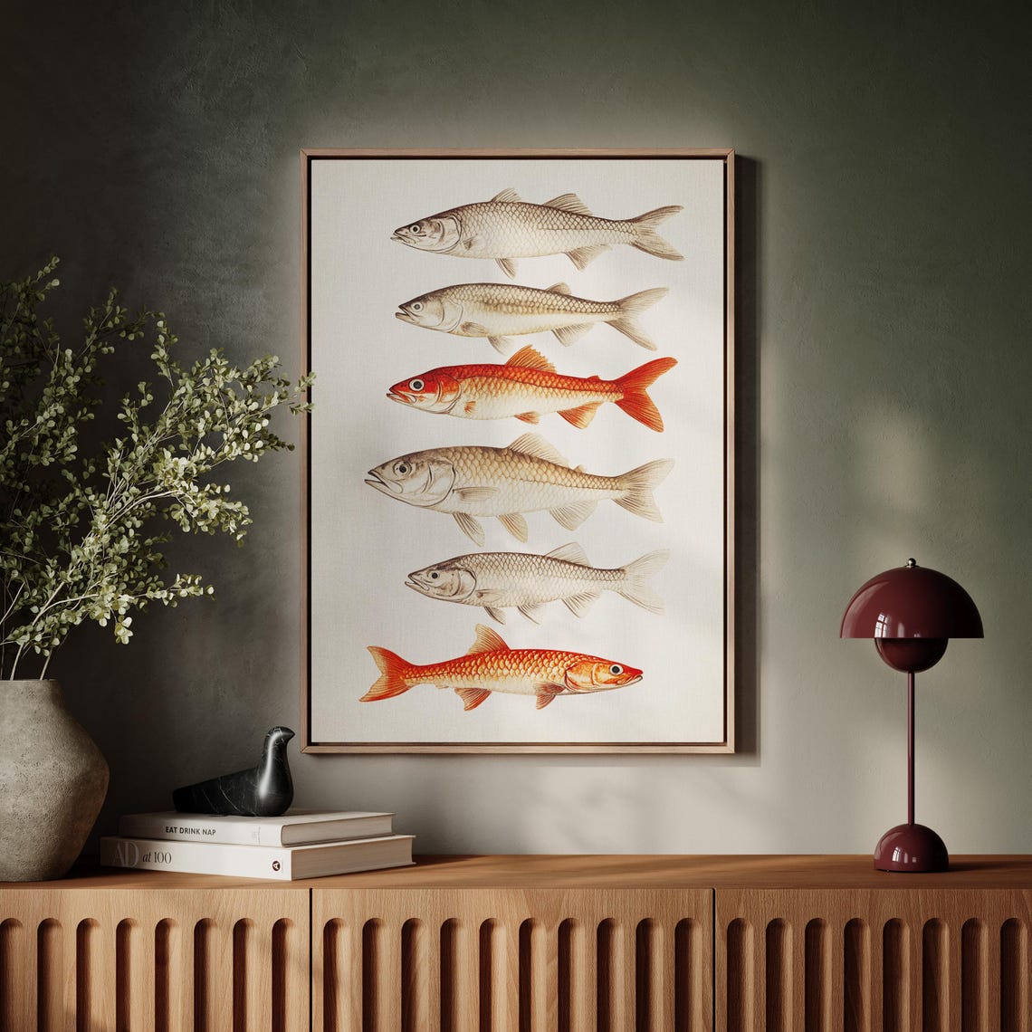 Six Fish Species Vintage Illustration Rustic Coastal Nature Art Poster - Image 4