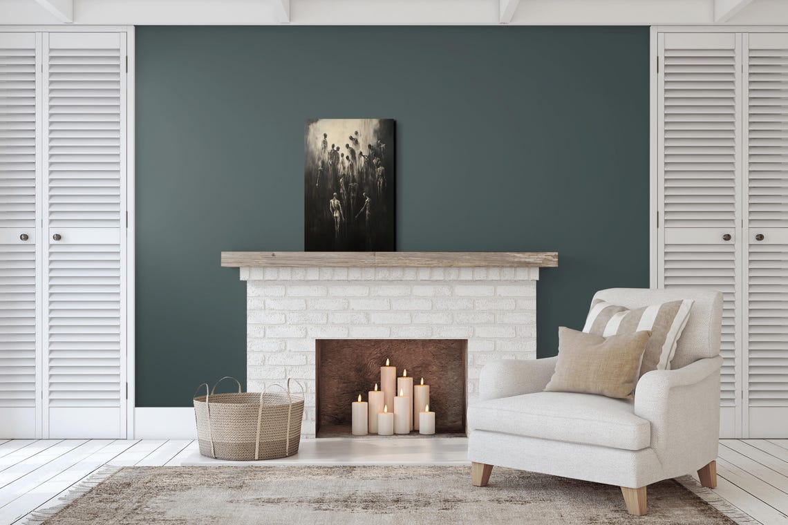 Shadowy Figures Emerging from Darkness Moody Gothic Art Poster - Image 3
