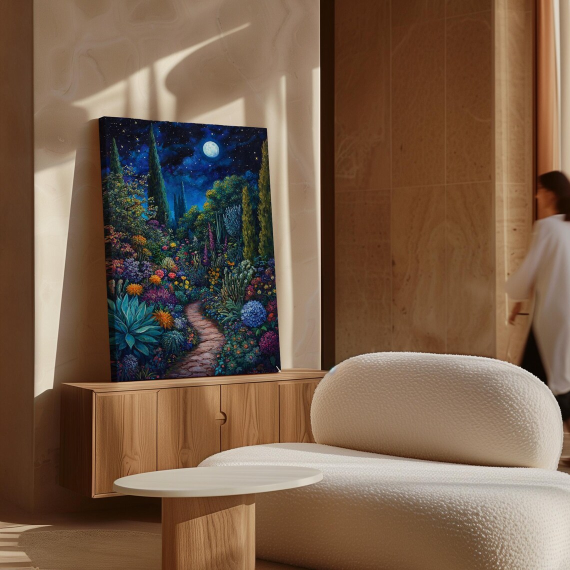 Moonlit Garden Path Art Print, Starry Night Scene - Image 7