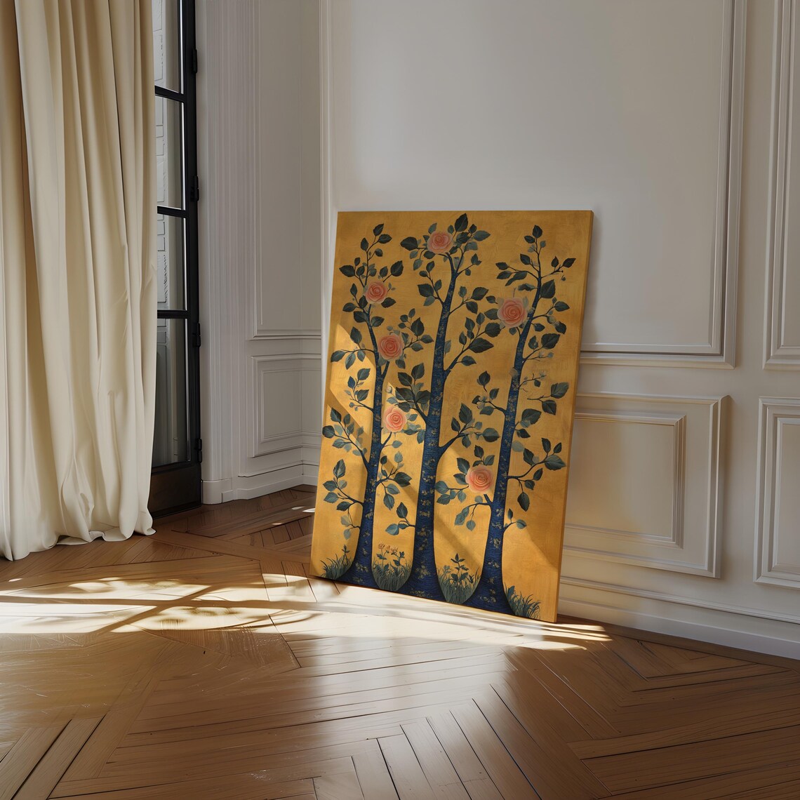 Red Rose Romantic Floral Painting, Elegant Decor - Image 3