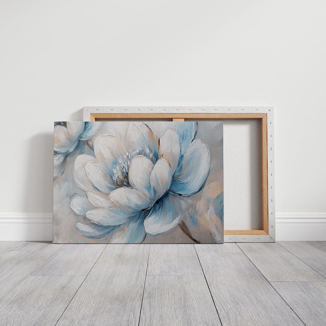 Blue And White Floral Textured Wall Art - Image 7