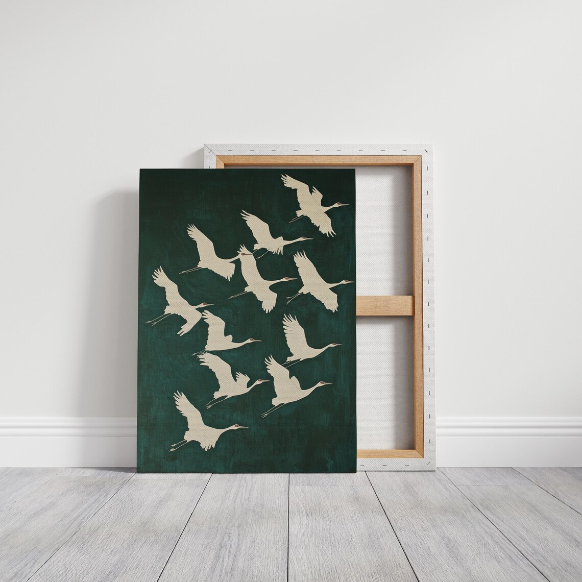Elegant White Cranes In Flight, Modern Wall Art - Image 6