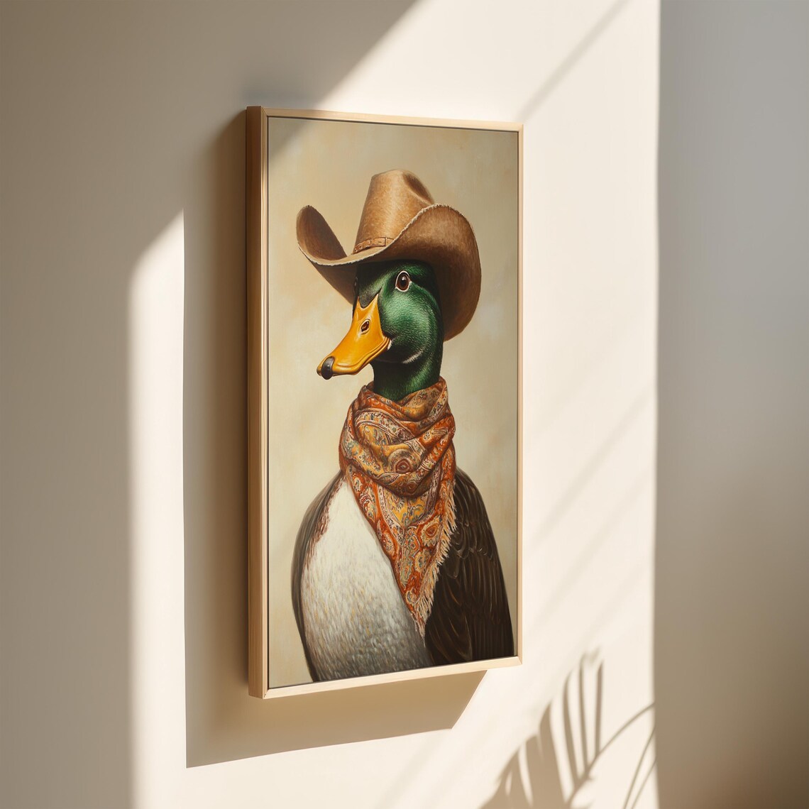 Cowboy Mallard Duck Bandana Funny Whimsical Western Bird Poster