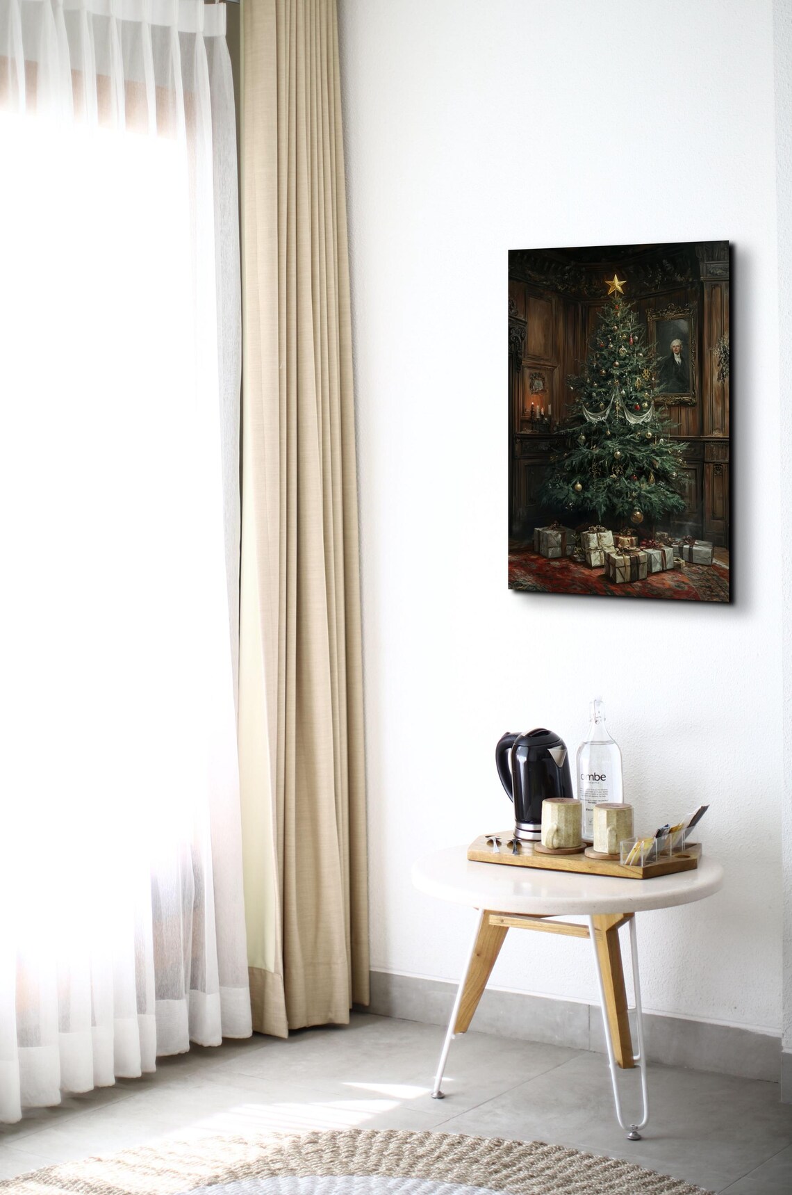 Moody Victorian Christmas Tree With Gold Star And Gifts Poster - Image 5