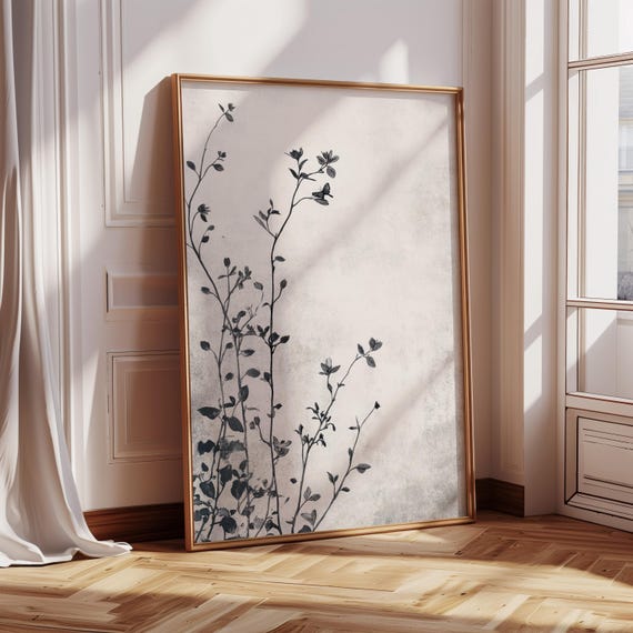 Floral Silhouette, Minimalist Botanical Wall Art Print