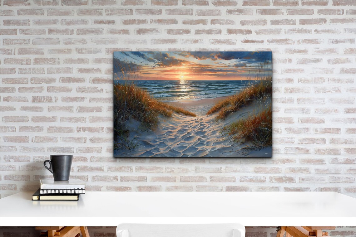 Sand Dunes On Beach - Beach Sunset Art Print - Image 4