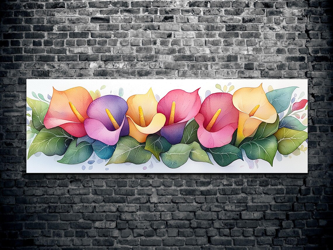 Bright Watercolor Calla Lilies Orange Pink Purple Blooms Poster - Image 2