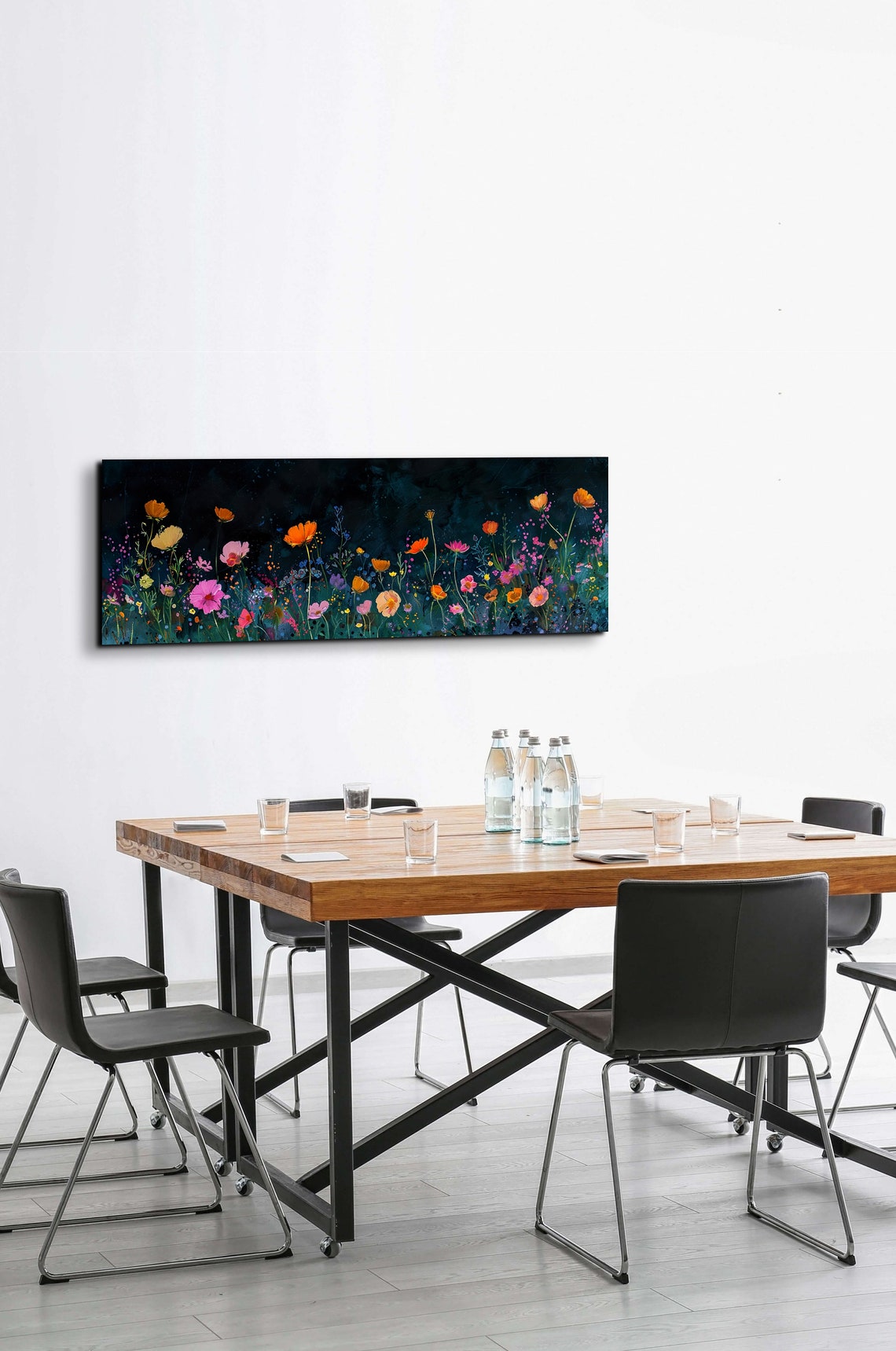 Wildflower Meadow Glowing Against Dark Night Sky Floral Poster - Image 6