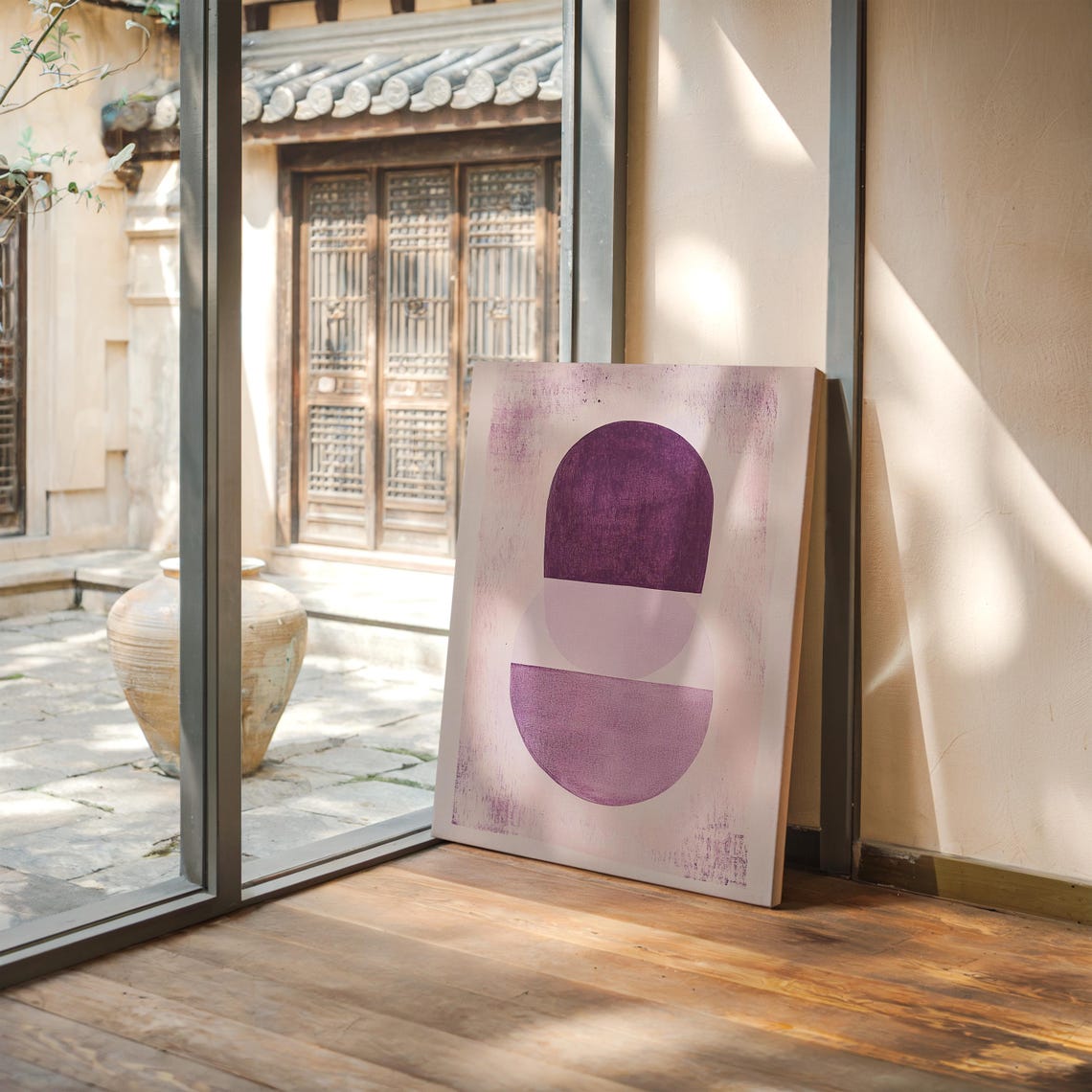 Purple Abstract Geometric Shapes Canvas