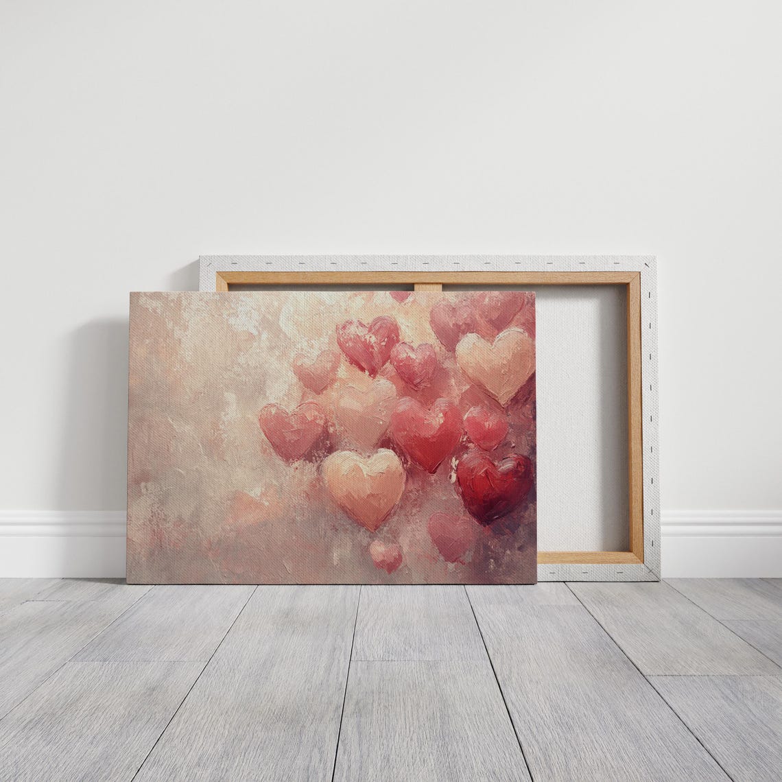 Blush Pink Hearts Textured Romantic Love Valentine Day Poster - Image 2