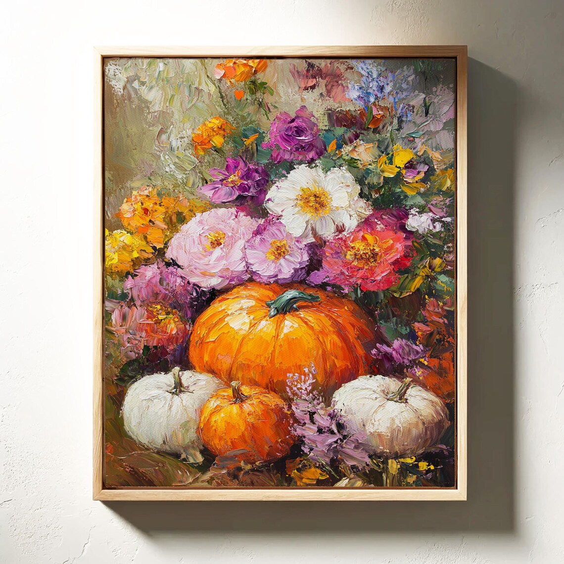 Fall Pumpkin And Floral Bouquet Vibrant Autumn Harvest Art Poster - Image 6