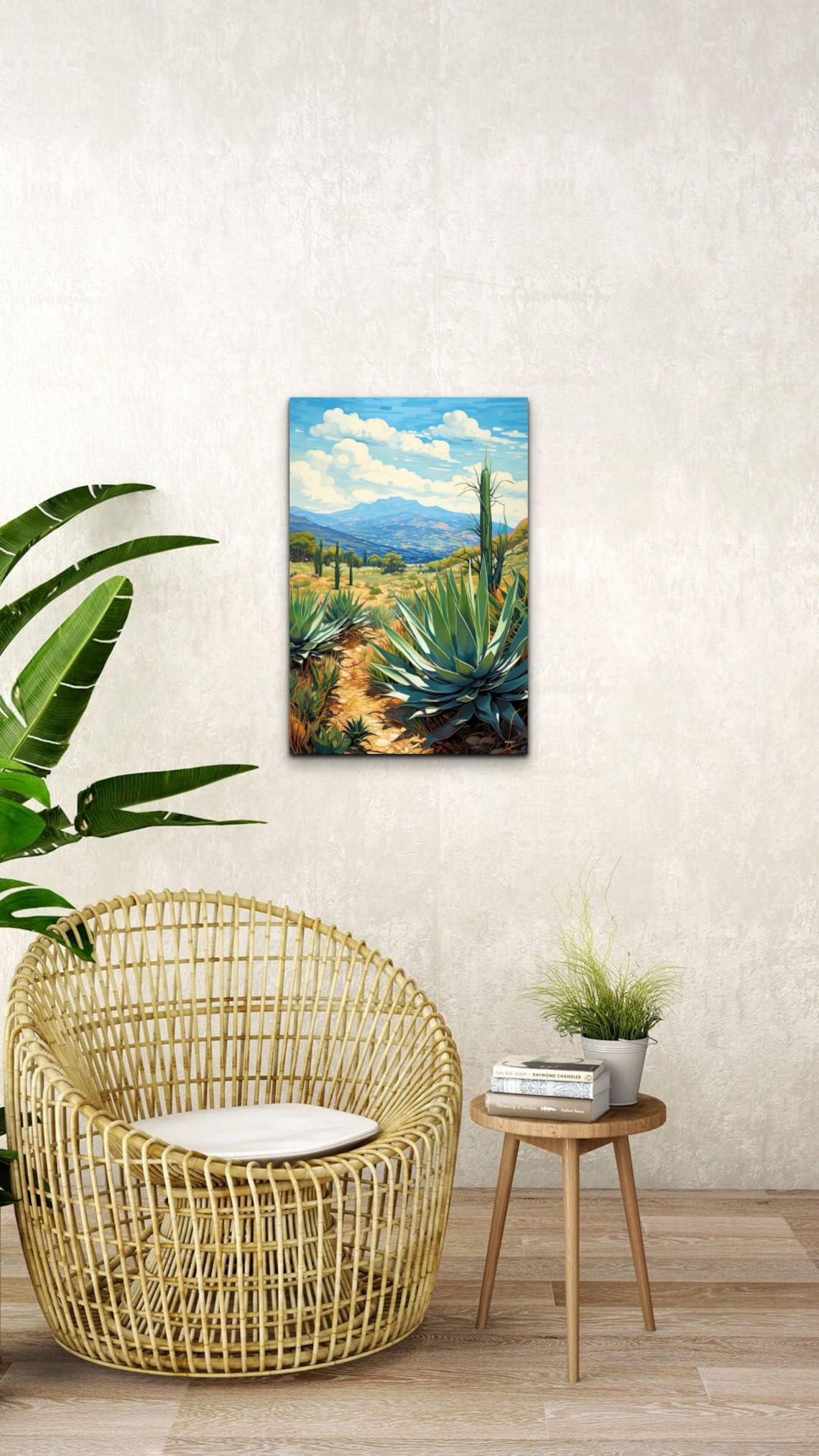 Agave Plants In Desert Valley Watercolor Style Landscape Poster - Image 7