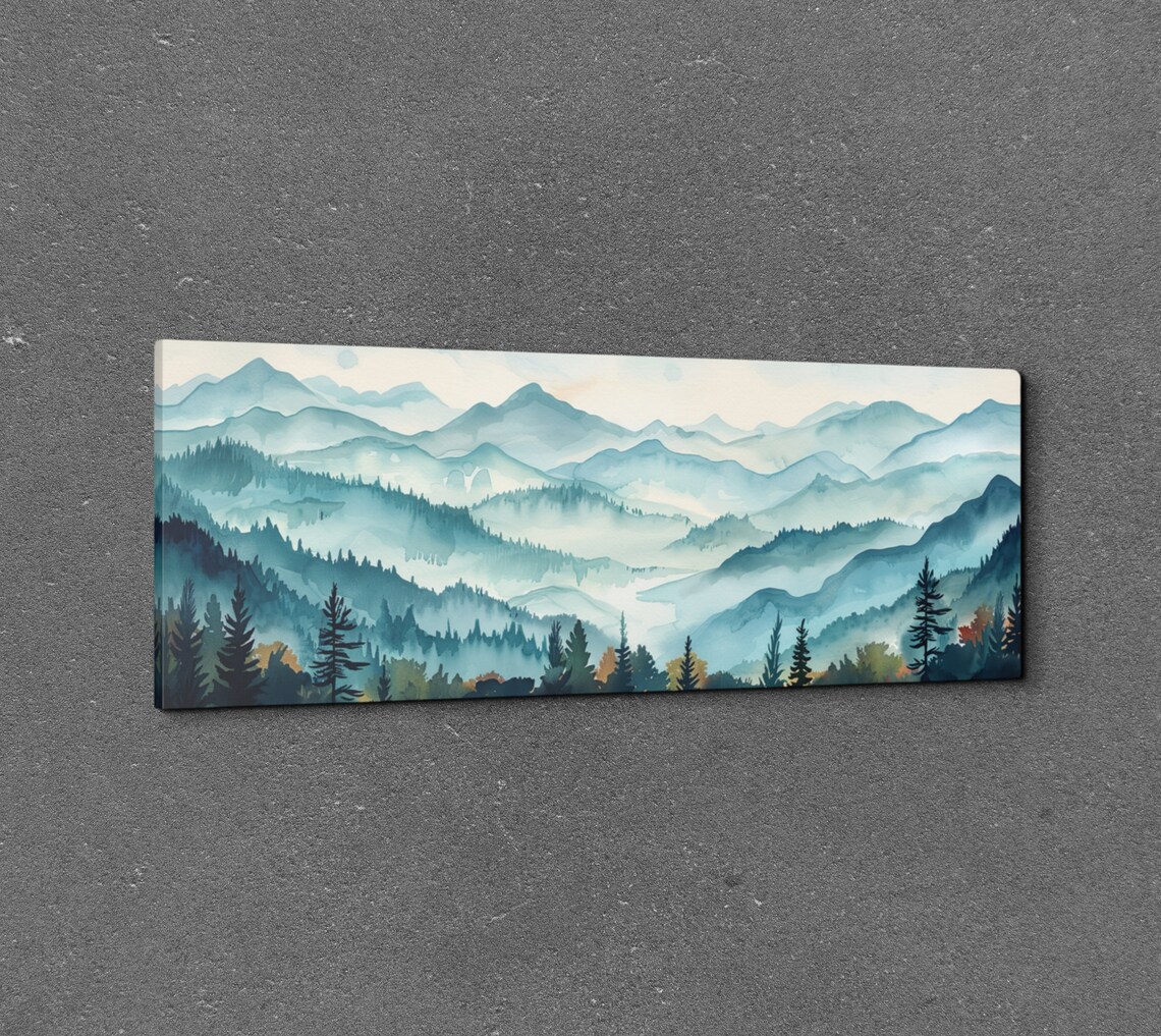 Appalachian Mountain Range Mid Century Modern Panoramic Scenery Wall Art - Image 3