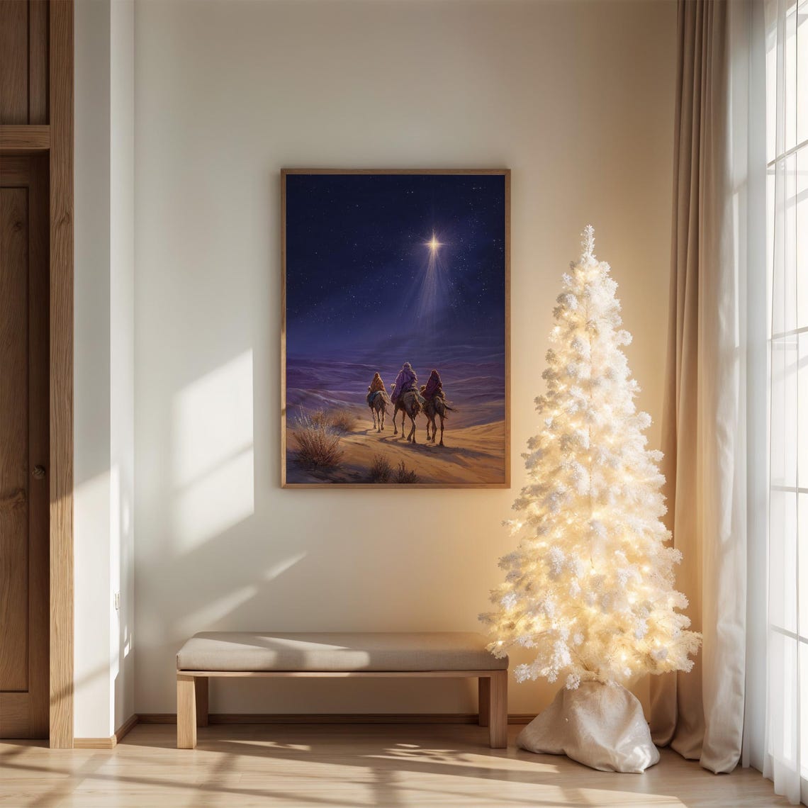 Three Wise Men Follow The Star Of Bethlehem