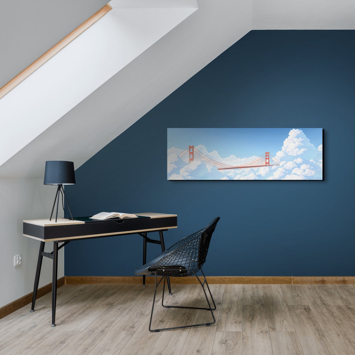 Golden Gate Bridge Above Fluffy Clouds Blue Sky Panoramic Poster - Image 6